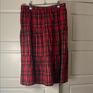 J. Crew Red Tartan Plaid Tiered A-Line Skirt